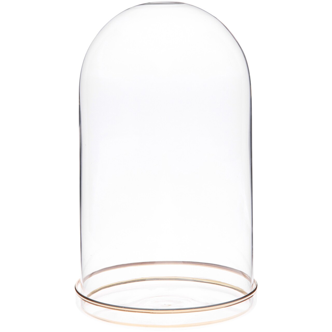 Plymor 4.5" x 8" Glass Display Dome Cloche with Gold Rim (Gold Rim Glass Tray Base)